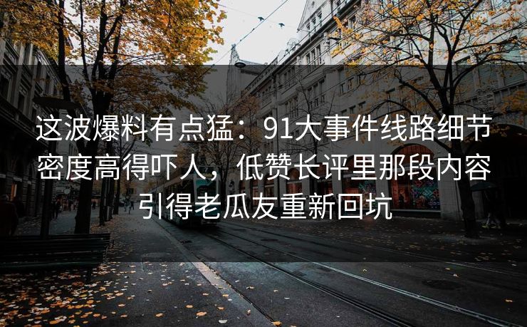 这波爆料有点猛：91大事件线路细节密度高得吓人，低赞长评里那段内容引得老瓜友重新回坑