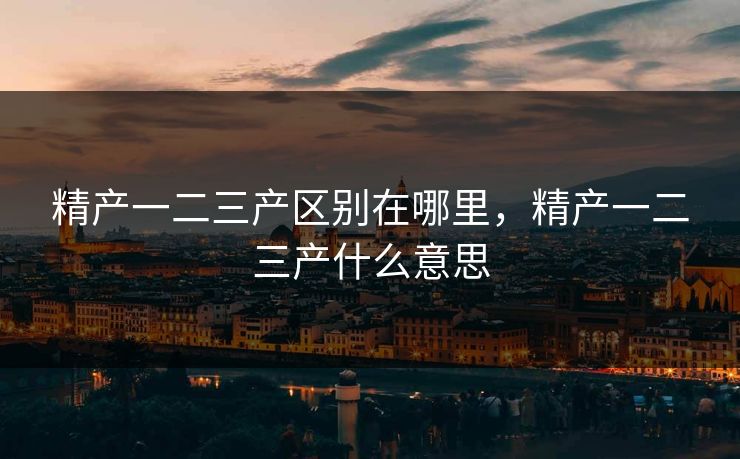 精产一二三产区别在哪里，精产一二三产什么意思