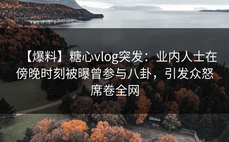 【爆料】糖心vlog突发：业内人士在傍晚时刻被曝曾参与八卦，引发众怒席卷全网