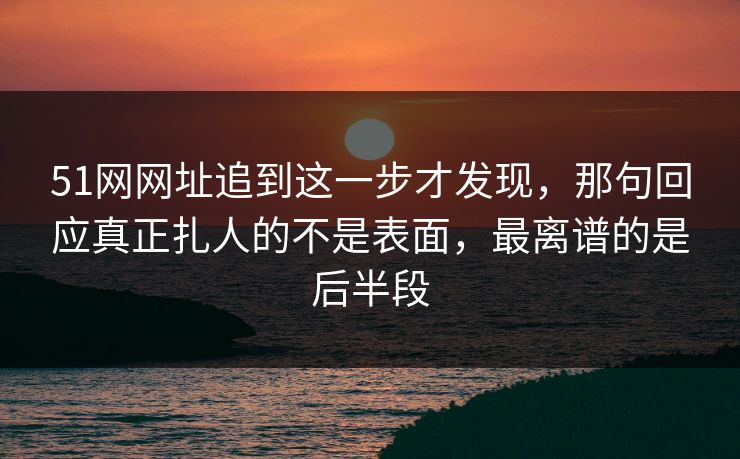 51网网址追到这一步才发现，那句回应真正扎人的不是表面，最离谱的是后半段