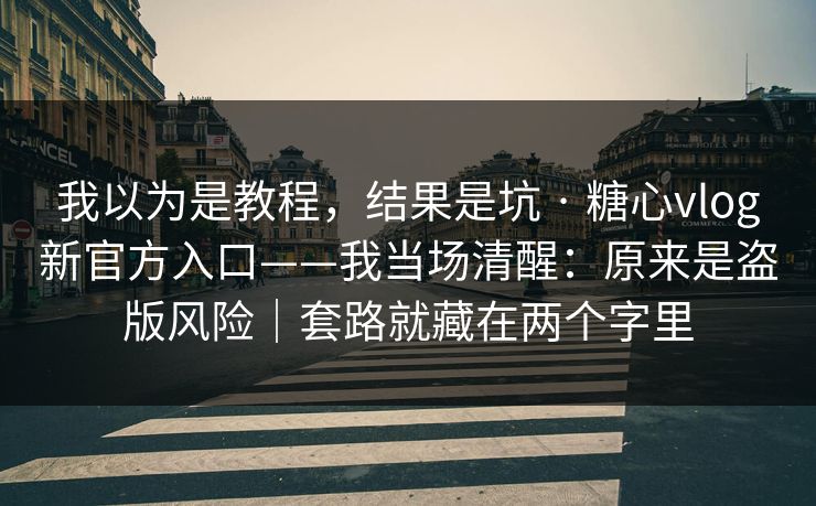 我以为是教程，结果是坑 · 糖心vlog新官方入口——我当场清醒：原来是盗版风险｜套路就藏在两个字里  第1张